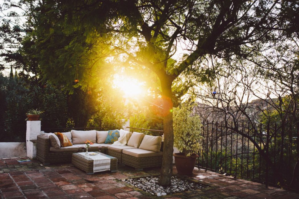 Outdoor seating on the terrace of a beautiful Spain villa near Malaga