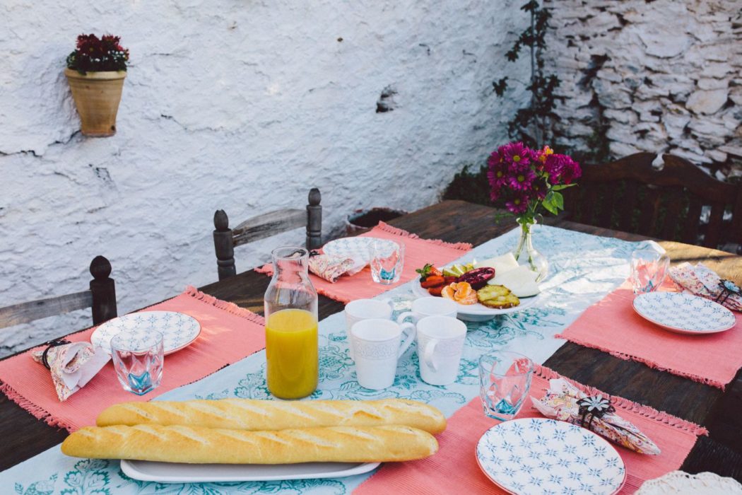 Outdoor dining in a Malaga villa in Spain.