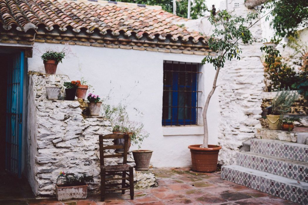 A patio of a traditional Spanish villa in Malaga