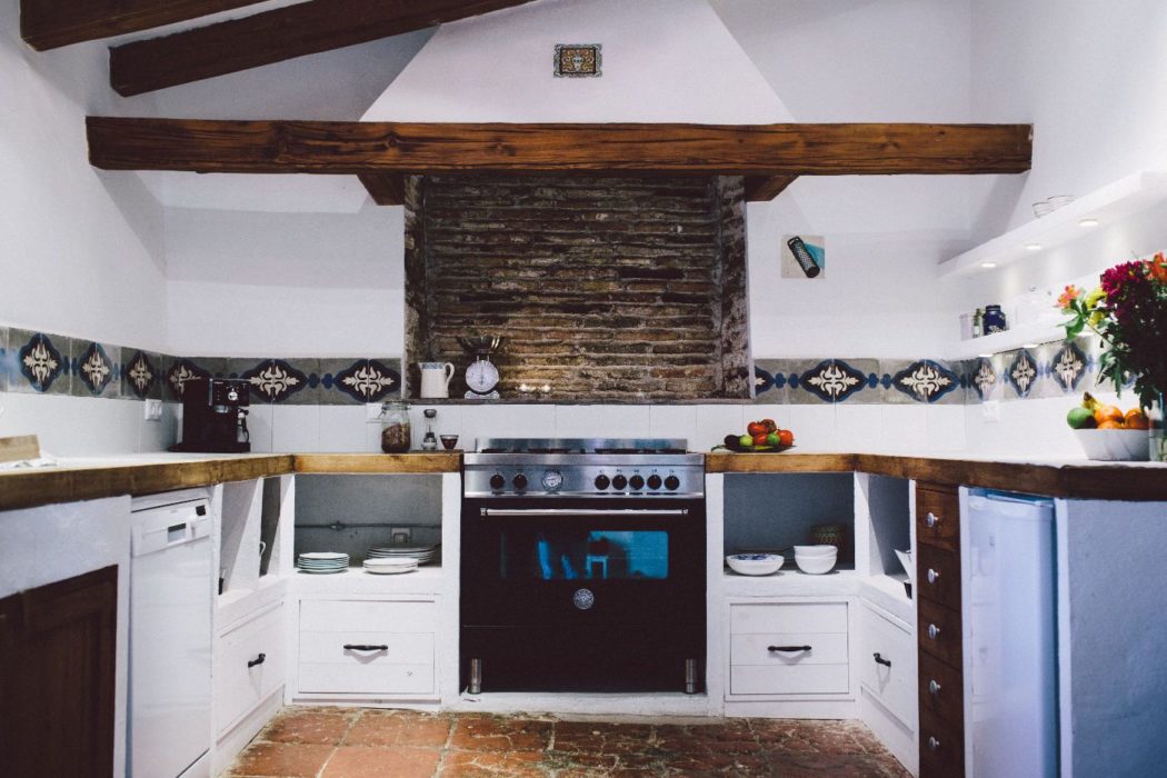 A Spanish villa kitchen with modern refurbishments.